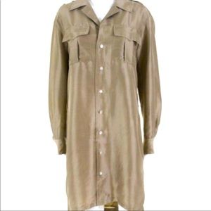 Vintage Ralph Lauren Gold Satin Shirt Dress